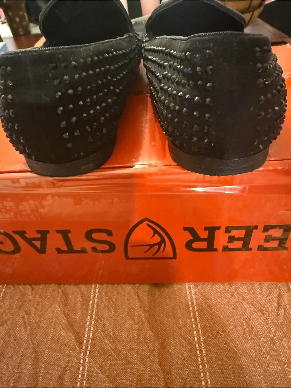 Steve Madden Black Studded Velvet Slip-On Loafer